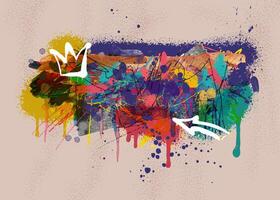 Abstract colorful graffiti art background. Decorative arrow, colored spray in graffiti styles. Graffiti pop art background on the wall abstract colorful pattern wallpaper art. vector