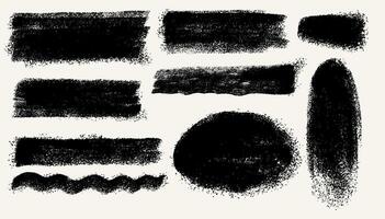 Set Of Paint, Ink Dry Brush Stroke, Brush, Line Or Texture. Black Dirty Artistic Decorative Element, Box, Frame Or Design Background For Text. Hand Drawn Grunge Brush Stroke Collection. vector