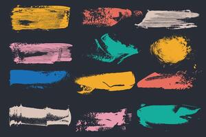 Set of brush strokes . Colorful set of text boxes. Hand drawn paintbrush collection. Dirty brush texture design banners. Bold brushes grunge. vector