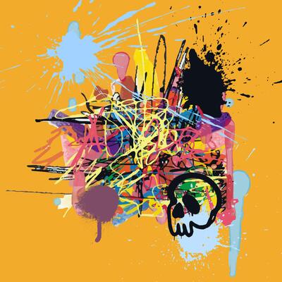 Graffiti handwriting pattern design . Colored spray writing pattern with graffiti abstract hand drawn art brush, street art, background elements in pink, green and black color.