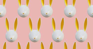 Seamless pattern with Easter rabbit. Happy Easter banner, poster, greeting card. Pastel Easter design with bunny gold ears, in pastel colors. 3d style. Cute childish print. Easter day. vector