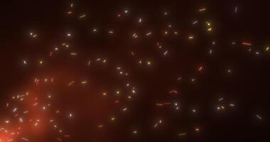 Sparks flying from the fire. Divergent cone of particles. Abstract animation.1 video