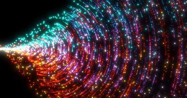 Swirling plumes of colored sparkling particles. Abstract animation. video