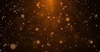 Rising chaotically moving dust in the light of a yellow lantern. Bokeh particles. 443 video