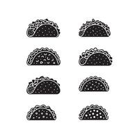 Simple Taco Illustration in Black and White vector