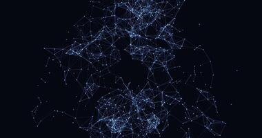 An abstract deformed rotating sphere made of interlaced dots and lines. Looped seamless animation.366 video