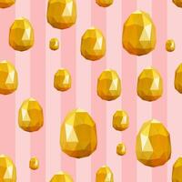 Happy Easter seamless pattern . Square cover design with easter gold geometric eggs. Spring season repeated in fabric pattern for prints, wallpaper, cover, packaging, kids, ads. 3d shape vector