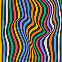 Optical art. Wave colored oblique smooth lines pattern . Smooth lines pattern on black background. Psychedelic background, optical illusion. Colorful modern design, graphic texture. vector