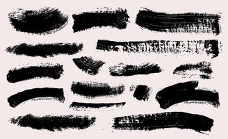 Big set of brush strokes. grunge paintbrush. Grungy painted banners, design elements, dry brush on canvas collection. Rectangle text boxes. Ink splatters. Thin dirty distress texture banners. vector