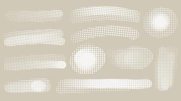 paint halftone brush stroke, ink splatter, line and artistic design white elements set. Dirty overlay, splash, pastel silhouette and torn paper. Design business banner art illustration. vector