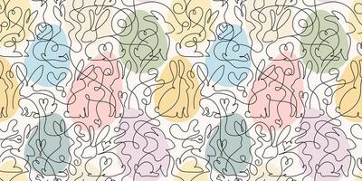 Seamless pattern drawing rabbits. Easter pastel background. Pattern for spring fashion fabric, wallpaper, web, decals, textile, background for holiday greeting card Easter baby rabbit. Easter. vector