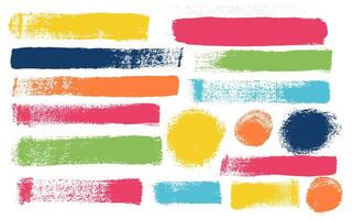 Set of textured colored splash banner. Colorful brush strokes, silhouette. Hand draw paint bold brush strokes, hand drawn thick grunge lines and rectangle shapes. vector