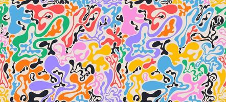 Seamless pattern psychedelic groovy trippy y2k retro colored. wavy and swirled brush strokes seamless pattern. Template abstract liquid background for packaging colored design vector