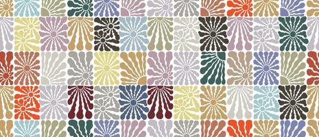 Seamless pattern Boho pastel retro groovy sun. Abstract wave ray pattern in trendy 70s style pattern. Graphic seamless fun hippie . Summer wallpaper. Groovy sun psychedelic vintage background. vector