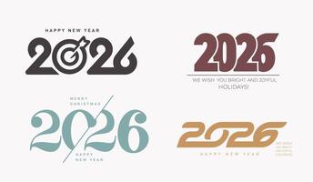 conjunto de contento nuevo año 2026 número. saludo concepto para 2026 nuevo año celebracion. conjunto de nuevo año símbolos 2026. creativo número 2026 diseño. calendario logo, negocio iconos, Días festivos elemento. vector