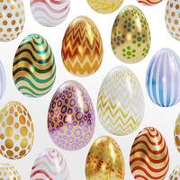Easter Eggs with seamless ornament pattern, 3d illustration. Easter day festival seamless pattern, easter egg icons with decoration patterns symbols. vector