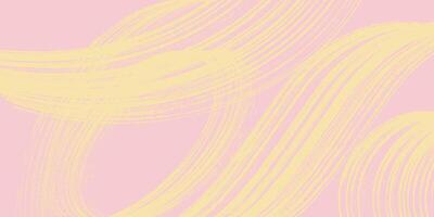 Grainy yellow hand drawn spiral brush stroke with spray texture. Distress damaged edge banner with spiral grunge line. Grainy bold brush strokes, ink pink texture with scattered tiny dots. vector
