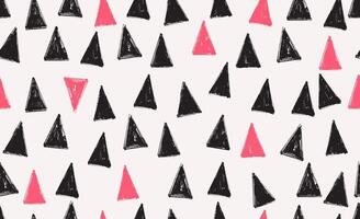 Abstract geometric black. Seamless pattern triangles on a white background. Seamless pattern dry brush painted triangles. Irregular infantile style pattern for interior, fabric, magazin, print. vector