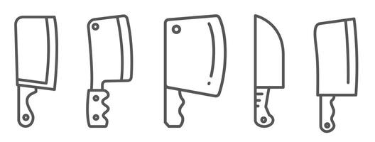 A set of knives in different positions on a white background vector