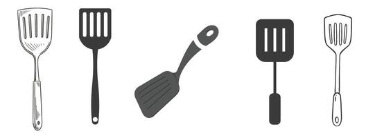 A set of four different utensils on a white background vector