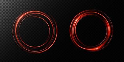 Two Fashionable and Stylish Red Circular Lights Displayed on a Deep Black Background Setting for Contrast vector