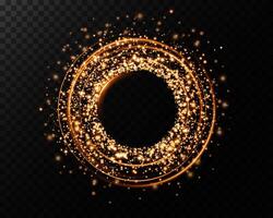 A captivating and vibrant display of Glowing Golden Sparkles arranged in a Circle featuring Glittering Effects vector