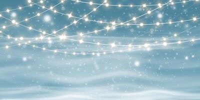 A Magical Winter Wonderland filled with Twinkling Lights set against a Soft Background creates a splendid ambiance vector