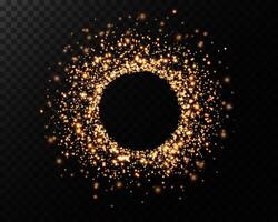 A Beautiful Glittering Gold Sparkle Circle Set on a Striking Black Background for Captivating Visual Effects vector