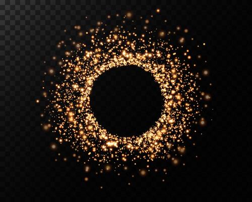 A Beautiful Glittering Gold Sparkle Circle Set on a Striking Black Background for Captivating Visual Effects