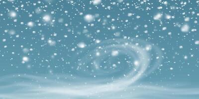 A delightful Winter Snowstorm Scene featuring Whirling Snowflakes set against a Soft Cloudy Background vector