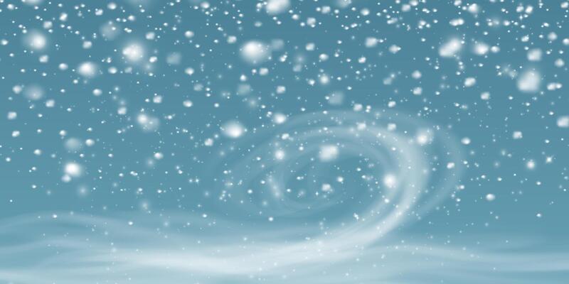 A delightful Winter Snowstorm Scene featuring Whirling Snowflakes set against a Soft Cloudy Background