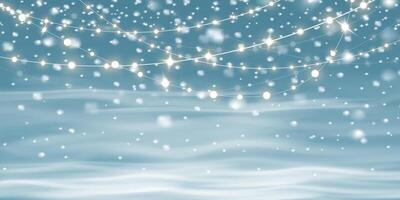 A beautiful Winter Wonderland featuring Sparkling Snow against a Soft Blue Background, creating a serene atmosphere vector