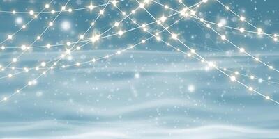 Experience the enchanting Winter Blizzard Magic, featuring sparkling lights against a soft, snowy background vector