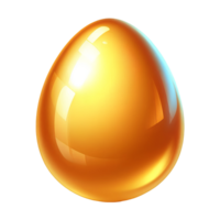 Glossy Golden Egg 3D Icon Isolated on Transparent Background Shiny Luxury Easter Egg or Fantasy Treasure Object for Game UI or Decorative Design Elements png