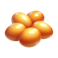 Shiny Golden Orange Eggs in Glossy 3D Style Isolated on Transparent Background for Easter, Game Items, Food Icons or Decorative Elements png