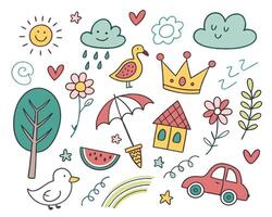 fun and playful doodles of clouds and rain vector