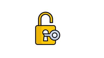 Lock and key animated icon. suitable for user interface, provide visual feedback and more. alpha channel, transparent background video