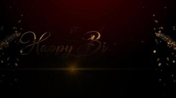 luxury gold happy birthdays text with particle effect background video