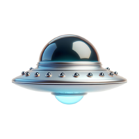 3D Futuristic UFO with Hovering Effect, Flying Saucer with Blue Light, Alien Spaceship Design png