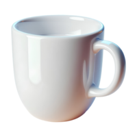 3D Render of a White Ceramic Coffee Cup with Handle, Blank Mug for Branding and Design png