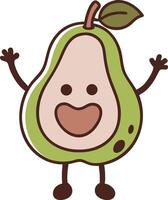a cartoon pear with arms up and smiling vector