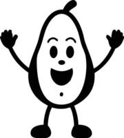 a cartoon pear character with arms up and hands out vector