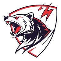 a bear head with lightning bolt on it vector