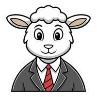 a cartoon sheep wearing a suit and tie white background vector