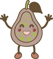 a cartoon pear character with arms up and legs spread vector