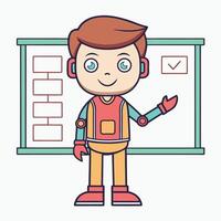 a cartoon man standing in front of a whiteboard vector