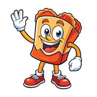 a cartoon bread character waving and smiling vector