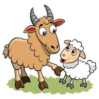 goat and sheep cartoon white background vector