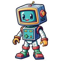 cartoon robot character with a colorful head and legs vector