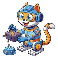 a cartoon cat playing with a remote control vector